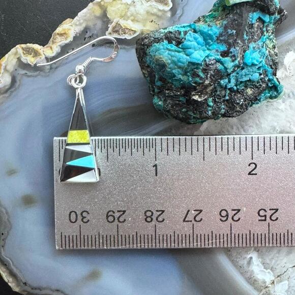 Starllie & Sheryl Edaakie Sterling Multistone Inlay Dangle Earrings For Women #8 - Picture 9 of 10